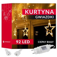 ZÁCLONY HVIEZDOVÉ LAMPY 92LED ZÁVESNÉ TEPLÉ STUDENÉ