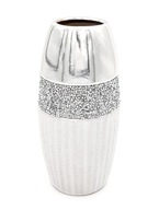 Strieborná keramická váza s kryštálmi, moderný glamour