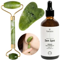 Yokaba Gift Set Kobido Oil 100ml + Green Roller + Gua Sha Stone