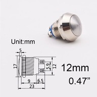 Kovové tlačidlo strieborného štýlu 12 mm (0,47 palca) mm