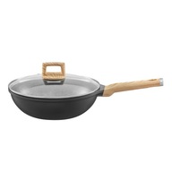 Noir wok s pokrievkou s povrchovou úpravou Qualum Basic Stone 28 cm AMBITION