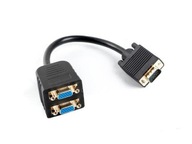 Adaptérový/rozdeľovací kábel Lanberg AD-0020-BK VGA (M) -> 2x VGA (F) 0,2m čierny