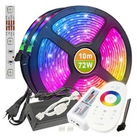 LED RGB LED pás FAREBNÝ 10m + napájací zdroj na diaľkové ovládanie