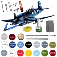 Stavebnica modelu lietadla Corsair F4U-4B: SET: základný náter, farby + lak