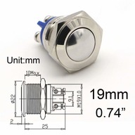 Tlačidlo v striebornom štýle 19 mm (0,74 palca) mm Kovové