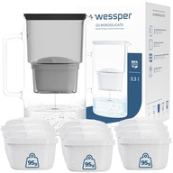 Sklenená filtračná kanvica Wessper aquamax 3,3l + 10x filter Wessper aquamax