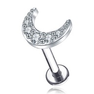 STRIEBORNÝ LABRET MESIAC ZIRKÓN TITÁN G23 1,2/6