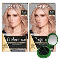 LOREAL Preference farba na vlasy 8,23 ​​Medium Rose Gold 2 ks + ZADARMO