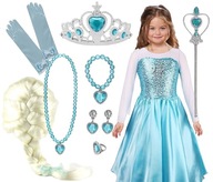 Elsa Outfit Elza Dress Kostým Disguise Parochňa Príslušenstvo 9v1 110/116