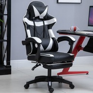Počítačová/herná stolička s podnožkou - čiernobiela