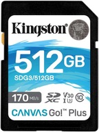 Kingston SDXC Canvas Go Plus 512 GB 170R C10 UHS-I U3 V30