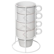 BIELY porcelánový hrnček + stojan SET x4 220 ml