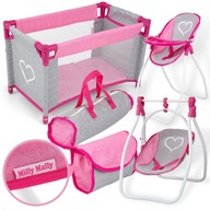 Postieľka pre prestížnu bábiku Milly Mally PINK Róż Nosiło Playpen Bag Seat