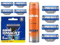 8x ČEPELE TURBO NOŽOV GILLETTE MACH 3 + PENA