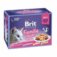 Rodinný tanier Brit Cat 12x85g želé. Pre mačku