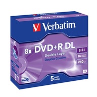 VERBATIM DVD+R disky Dual Layer 8,5 GB 8x 5 obalov na šperky v krabiciach MKM003