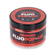 Nástraha plávajúce guličky Pop Up MikBaits Fluo Brusnica-Cesnak 14 mm 150 ml