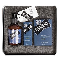 Sada starostlivosti o fúzy Proraso Metal Box Beard Care Azur Lime