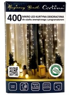 SVETLÁ NA VIANOČNÝ STROMČEK GARLANDA TEPLEJ BIELA ​​400 MIKRO LED ZÁCLONY mikro DRÔTY