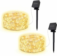 2x SOLÁRNE LED SVETELNÉ REŤAZE - 12m - DEKORÁCIA