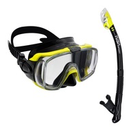 Potápačská súprava TUSA maska ​​+ šnorchel čierna a žltá UC-3125 M-L