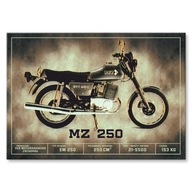 PLECHOVÝ DARČEK GRAFICKÝ OBRAZ MZ 250 CLASSIC