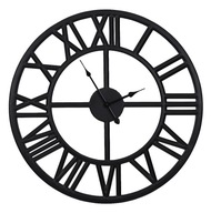Čierne podkrovné moderné kovové hodiny 45 cm