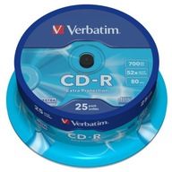 VERBATIM CD-R, 700 MB, 52X RÝCHLOSŤ, 25 ks.