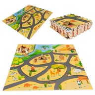 Penová podložka pre deti, safari puzzle 9 dielikov 93x93cm ECOTOYS