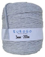 Macrame Cord Twisted Cotton Ecological Grey 200m 3mm