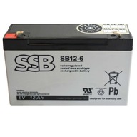 BATÉRIA SSB SB 12-6 6V 12AH SB12-6 AGM