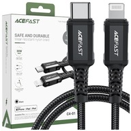 ACEFAST KÁBEL DLHÝ SILNÝ MFI USB C - LIGHTNING 1,8M 30W 3A ČIERNA