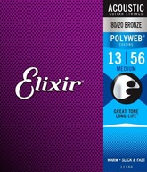 Struny pre akustickú gitaru ELIXIR PolyWeb Bronze Medium 13-56