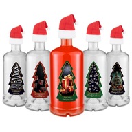 5x Fľaša TADEK 500ml + ŠTÍTOK NA VIANOČNÝ STROMČEK SANTA HAT vianočné fľaše