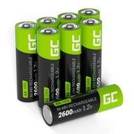 8x dobíjacie batérie AA R6 2600mAh prsty