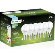 6x LED žiarovka E14 guľa P40 10W = 75W 1055lm 6500K Studená CCD 180° LUMILED