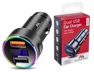 RÝCHLA NABÍJAČKA DO AUTO 2x USB PODSVIETENIE