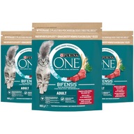 Purina ONE ADULT hovädzie zrná krmivo pre mačky 3x800g