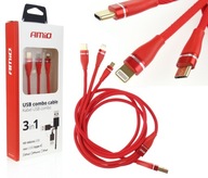 USB MULTI 3v1 USB C, micro USB kábel 120cm 3,1A U