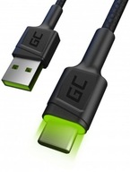 1,2 m svietiaci čierny kábel USB-C Green Cell