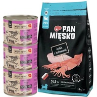 PAN MEAT Suché krmivo pre ŠTENIATKA morka s chobotnicou 3kg + 3x COUNTRY FARM