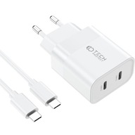 2x USB-C PD 20W sieťová nabíjačka s USB-C káblom rýchla a silná Tech-Protect