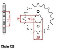 IR predné ozubené koleso 14 zubov YAMAHA WR 125 09-14