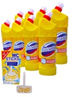 Žltý čistiaci prostriedok na toalety Domestos 8x1 liter (8x1000 ml) + prívesky zadarmo