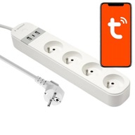 SMART WiFi Tuya Power Strip predlžovací kábel 4x AC 3x USB 1,5m biely