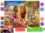 Diamantové vyšívanie AFRICA WILD ANIMALS 40x30