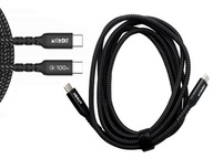 VÝKONNÝ Opletený kábel 100 W 200 cm USB-C/USB-C QC