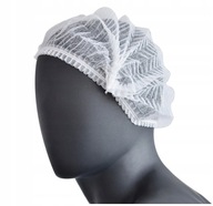 Jednorazové biele čiapky z netkanej textílie, 100 ks