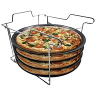 Plechy na pizzu, sada 4 foriem so štvorúrovňovým stojanom, plech 32 cm