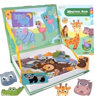 Montessori edukačná magnetická puzzle kniha Zvieratká puzzle set